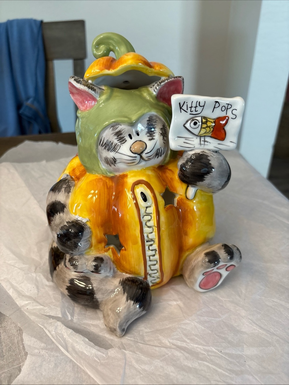 Blue Sky Clayworks Cat In Halloween Pumpkin KITTY POPS Candle House NEW